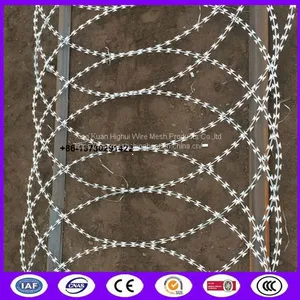 Standard Barb Wire Strip Flat Wrap Razor Wire / Razor Sharp Wire Barrier Fencing thumbnail-1