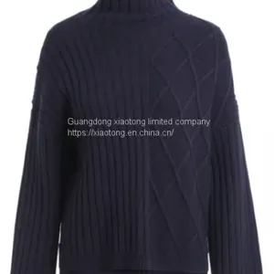Fashion Women Clothing Winter Pullover Asymmetrical Knit Turndown Sweaters thumbnail-3