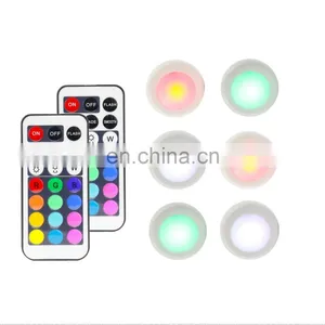LED RGB Color Changing Indoor Lighting Battery Operated Closet Lights Remote Control Puck Night Lights thumbnail-2