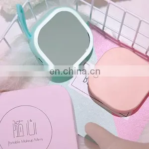 Mini Led Usb Cosmetic Mirror Powered Portable Smart Square Travel Hand Make up Mirror With Power Bank thumbnail-4