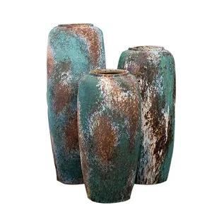 Retro American Countryside 0.5 0.6 0.7 Meter Large Green Ceramic Vase For Home Study Decor thumbnail-5