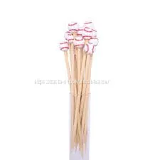 Decorative Cocktail Picks Wood Baseball thumbnail-1