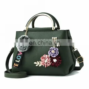 Women Bag Leather Handbag, Women Shoulder Bag Tote Flowers Shell A Main Femme Rivets Fur Ball Pendant Luxury Designer Ladies/ thumbnail-3