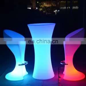 KTV Table and Chair Set /Led PE Light Up Chair for Restaurant Discotheque Pub Used Glowing Bar Table thumbnail-1