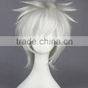 High Quality 35cm Short Straight DEATH NOTE Wig Nate River White Synthetic Anime Wig Cosplay Costume Hair Wig Party Wig thumbnail-3