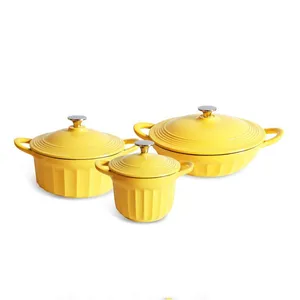 High Quality Store Gift OEM Enamel Colorful Nonstick Cast Iron Cookware Set thumbnail-1