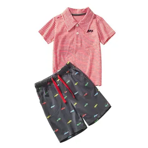 Boys' Striped Polo & Printed Shorts Set thumbnail-2