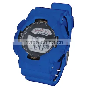 LP1331 Blue PU Multifunction Digital LCD Display Printing Graphic Pattarn Set Digital Wrist G Watch thumbnail-2