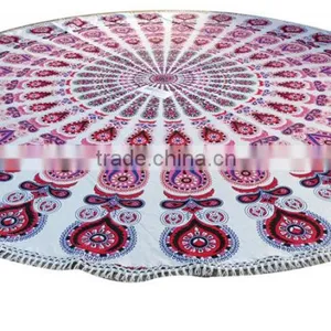 Round Mandala Tapestries Wall Hanging Ethnic Wall Art Cotton Round Table Cloth thumbnail-2