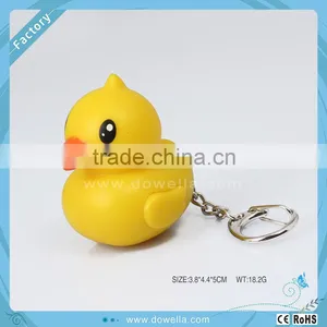 Yellow Duck Shape LED Flashing Keychain/duck Keychain With Light thumbnail-1