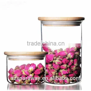 High-quality Bamboo Lid Borosilicate Glass Jar Clear Airtight Canister thumbnail-6