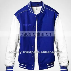 Blue and White Varsity Jacket Letterman Baseball Jacket thumbnail-1