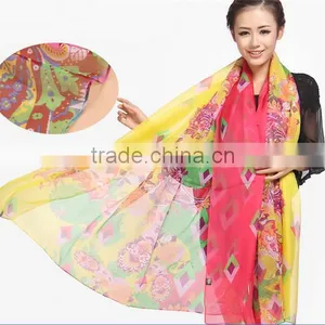 Cool Printing Big Size Plain Square Silk Chiffon Scarf thumbnail-2