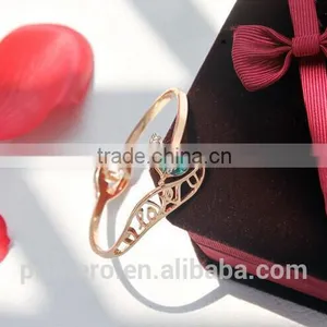 Genuine Austrian Crystals Gold Plated Fox Bangle Bracelet Jewelry thumbnail-5