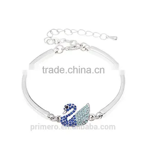 Fashion Women 18k Platinum Filled Clear Austrian Crystal Swan Bracelets Bangles Jewelry thumbnail-3