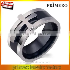 New Black Color Detachable Cross Titanium Stainless Steel Male Ring For Men Fine Jewelry thumbnail-1