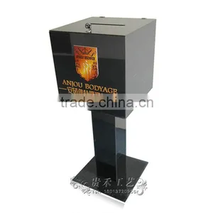 High Quality Donation Money Box With Lock,black Acrylic Donation Box thumbnail-1