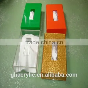 GH-RZ571 Acrylic Color Tissue Box Gold Cover Plexiglass Tissue Holder for Sale ,customized Acrylic Tissue Box Cover thumbnail-2