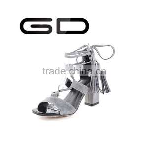 New Style Suede High Heel Shoes Popular Thick High-heeled Shoes Latest Fashion Ladies' Sandals thumbnail-1