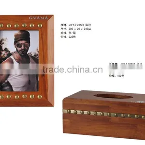 Perfect Set Wooden Vintage Tissue Box With Antique Photo Frame for Living Room thumbnail-1