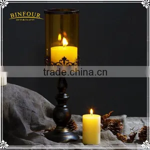 Morocco Bronze Candlestick Vintage Wrought Iron Glass Home Deco thumbnail-2