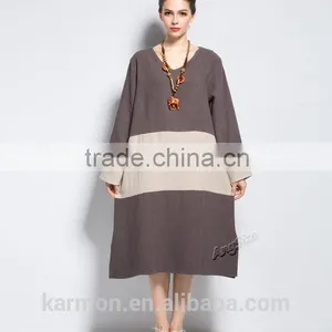 Linen Dress Plus Size Dress Spring Autumn Winter Dress thumbnail-5