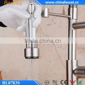 Beelee BL0783SN Single Handle Dual Spout Pull Out Sprayer Brushed Nickel Kitchen Faucet Quality Choice thumbnail-5