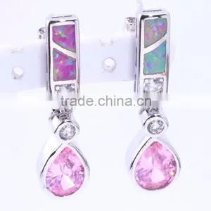 Wholesale Sterling Silver Teardrop Opal Pink Topaz Earring Studs thumbnail-1