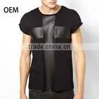 Customized Logo v Neck Placket Buttons Splice Leather Shirt for Men/2013 Short Sleeve O-neck 100% Cotton Mens Leather Shirt thumbnail-1