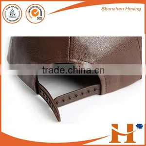 PU Leather Promotional Baseball Cap Adjustable Strap 6 Panel Flat Brim Hat and Cap With Patch Label Promotion thumbnail-4