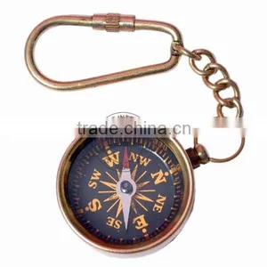BRASS COMPASS KEYCHAIN - BRASS COMPASS KEYRING thumbnail-1