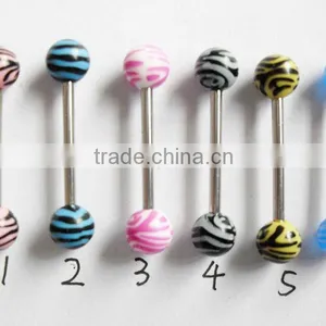 UV Acrylic Zebra Print Tongue Ring thumbnail-1