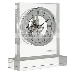 Office Rectangle Crystal Sliver Mechanical Clock thumbnail-1