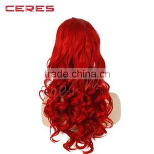 Sexy Girl Customed 100% Human Hair 20inch Wavy Red Lace Wig, Charming Lace Front Wig With Factory Price thumbnail-1
