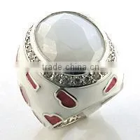 Plated Rhodium 925 Solid Silver Enamel Ring thumbnail-1