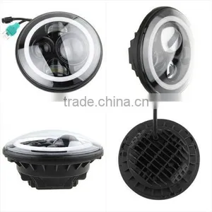 97-15 7" Inch 80W LED Headlights With Halo Angle Eyes For Jeep Wrangler JK TJ LJ thumbnail-3