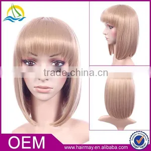 European Style New Design Lolita Short Wig Cheap Synthetic Blonde Bangs Wig thumbnail-1