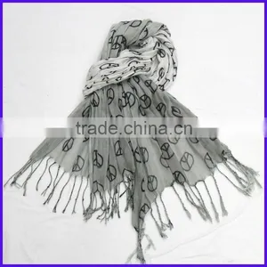 Fashion Peace Symbol Printed Long Costume Scarf / Shawl(FCH-11286-2) thumbnail-1