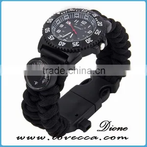 Multifuctional 6 in 1 Survival Paracord Bracelet Compass Watch Hiking Different Colors Outdoor Camping thumbnail-2