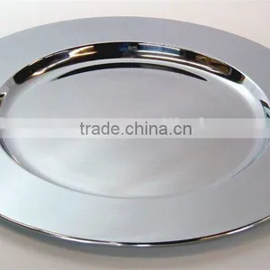 2015 Elegant Wholesale Silver Color Round Stainless Steel Charger Plates for Wedding Decoration thumbnail-1