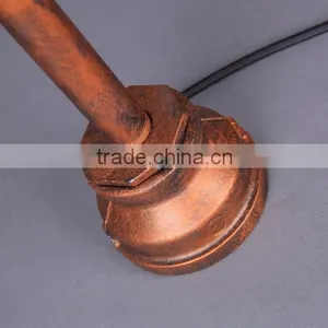 Industrial Steampunk Table Lamp Bare Bulb Desk Light Rusted Water Pipe Reading Light thumbnail-3