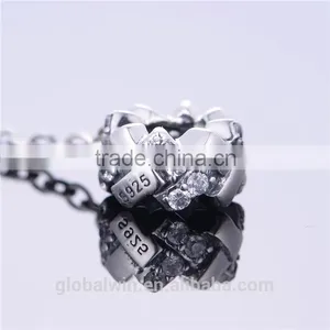 Wholesale Silver Charm Elegance Safety Chain With Crystal Stone Large Hole 925 Sterling Silver Safety Chain DIY Pendant Charm thumbnail-2