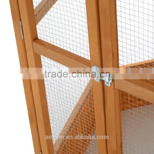 Pawhut 65" Green/Brown Large Hexagonal Outdoor Aviary Wooden Bird Cage thumbnail-5