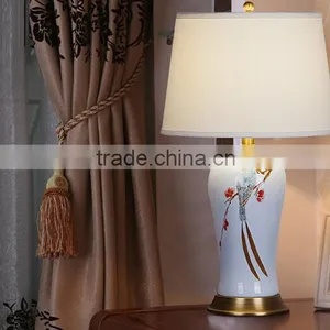 Printing Ceramic Body With Fabric Lampshade Modern Desk Lamp Bedroom Living Room Table Lamp thumbnail-2