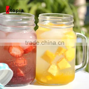 480ml Engraving Clear Glass Mason Jar With Handle thumbnail-1