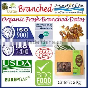 Organic Branched Dates. Deglet Noor Fresh Dates. Organic Dates. Organic Dates on The Branch 5Kg Carton thumbnail-1