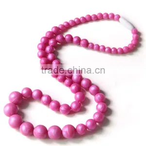 Soft on Babies Gums Champagne Navajo White DimGray Colors for You Choice Necklaces Silicone Bead Teething thumbnail-6