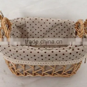 Oval Wicker Nested Storage Boxes With Lining thumbnail-1