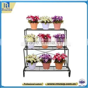 3-Tier Floor Standing Metal Flower Pot Display Holder thumbnail-1