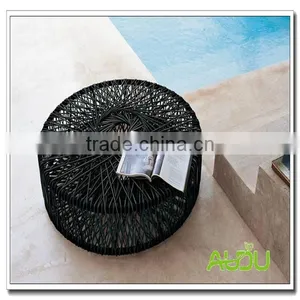 High End Dining Table,Black Rattan Round Handmade Weave Dining Table thumbnail-1